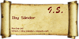 Iby Sándor névjegykártya